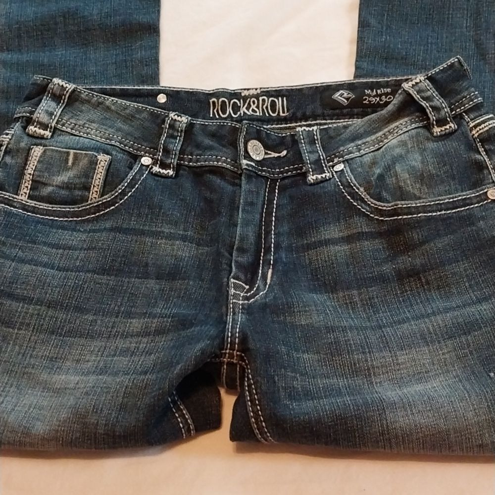 ROCK & Roll Cowgirl mid-rise boot cut NWT jeans size 29/30 - Picture 4 of 11
